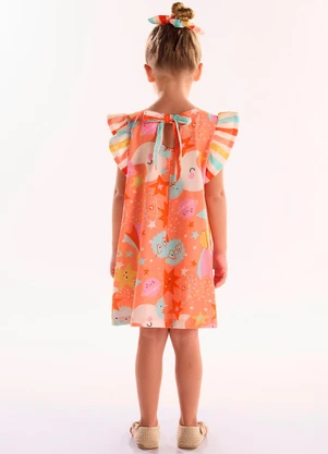 Três e Já - Vestido Infantil em Meia Malha Laranja - TRÊS E JÁ