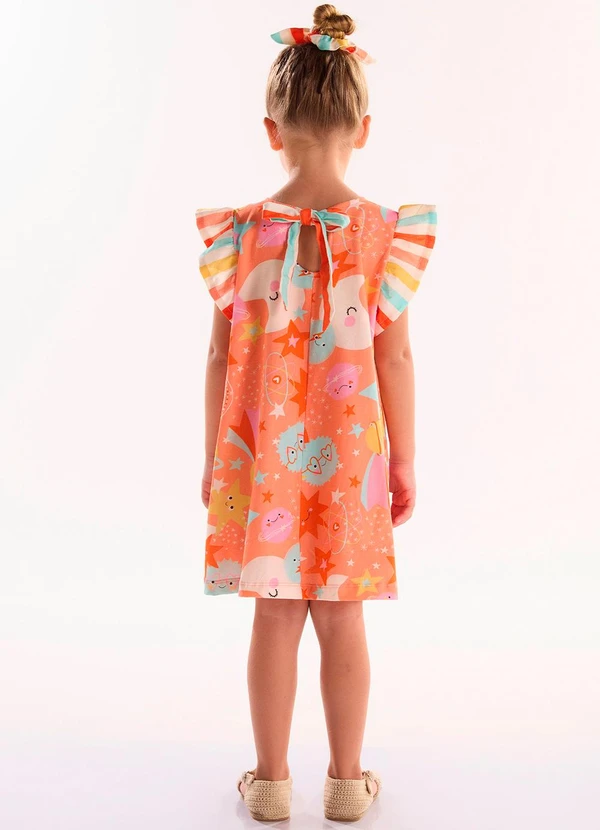 Três e Já - Vestido Infantil em Meia Malha Laranja 2