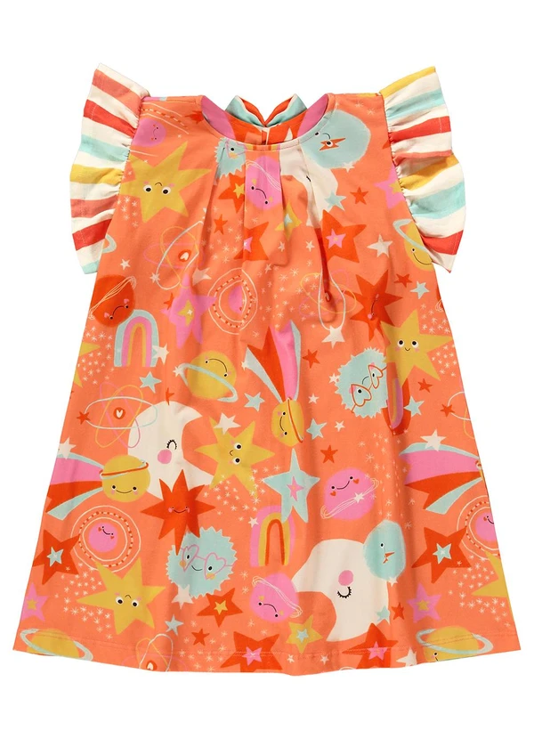 Três e Já - Vestido Infantil em Meia Malha Laranja 3