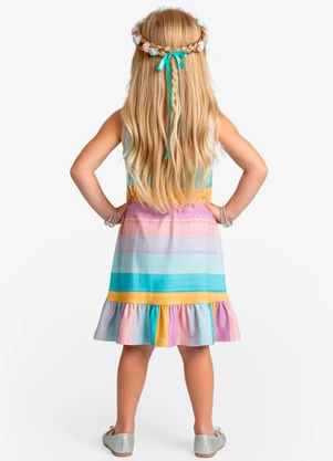 Select - Vestido Infantil em Meia Malha Penteada Azul - SELECT