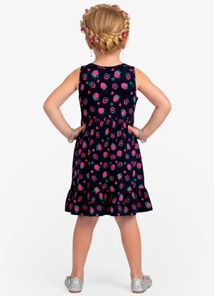 Select - Vestido Infantil em Meia Malha Penteada Azul - SELECT
