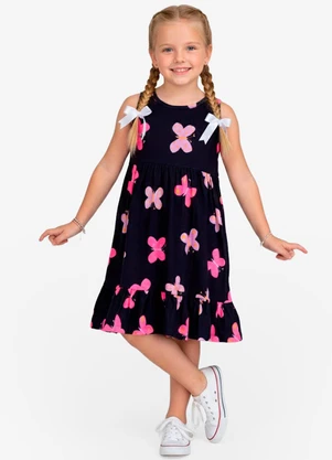 Select - Vestido Infantil em Meia Malha Penteada Azul - SELECT