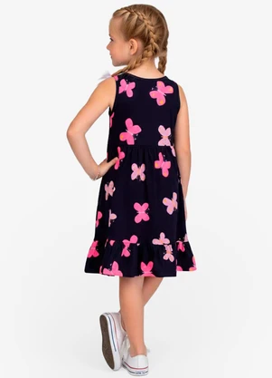 Select - Vestido Infantil em Meia Malha Penteada Azul - SELECT