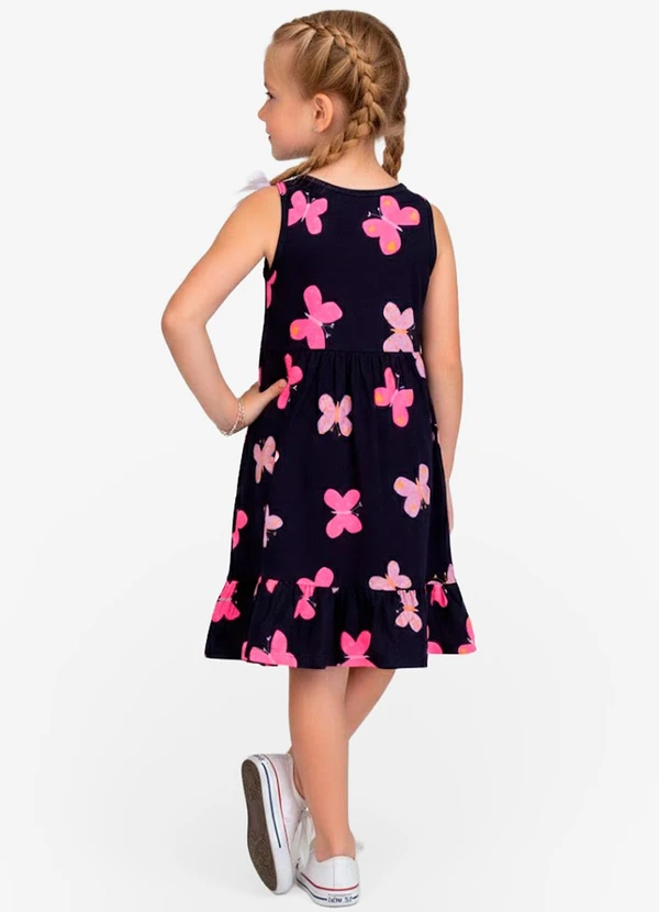 Select - Vestido Infantil em Meia Malha Penteada Azul 2