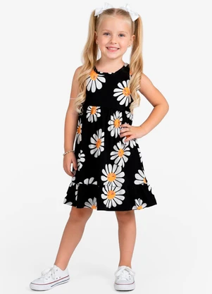 Select - Vestido Infantil em Meia Malha Penteada Preto - SELECT