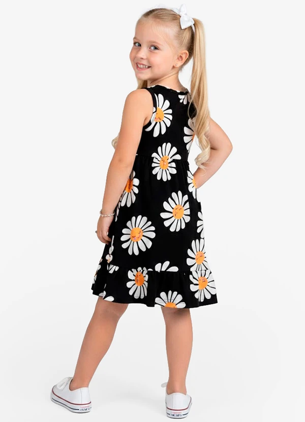 Select - Vestido Infantil em Meia Malha Penteada Preto 2