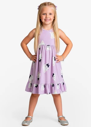 Select - Vestido Infantil em Meia Malha Penteada Roxo - SELECT