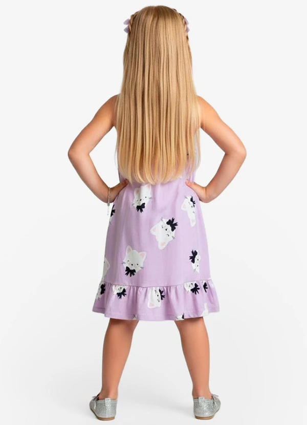 Select - Vestido Infantil em Meia Malha Penteada Roxo 2