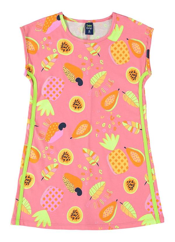 Bee Loop - Vestido Infantil em Meia Malha Rosa