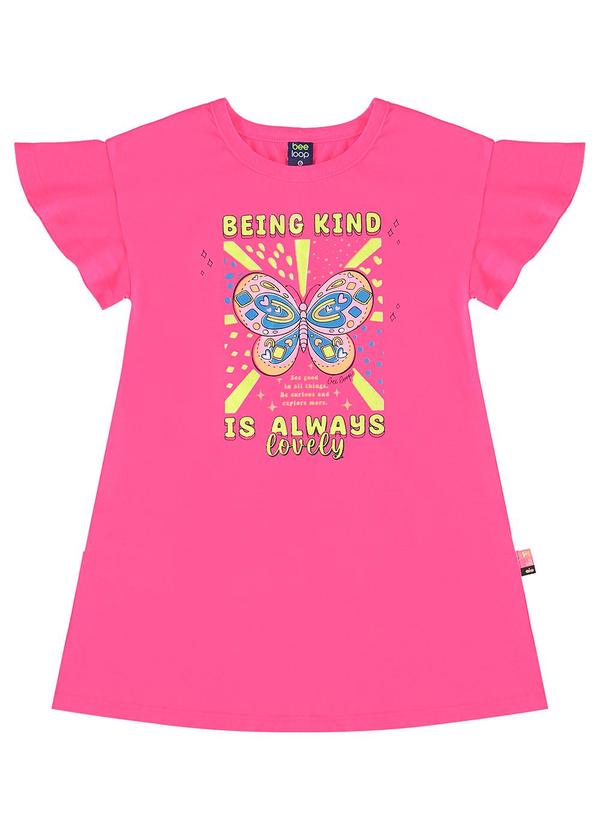 Bee Loop - Vestido Infantil em Meia Malha Rosa