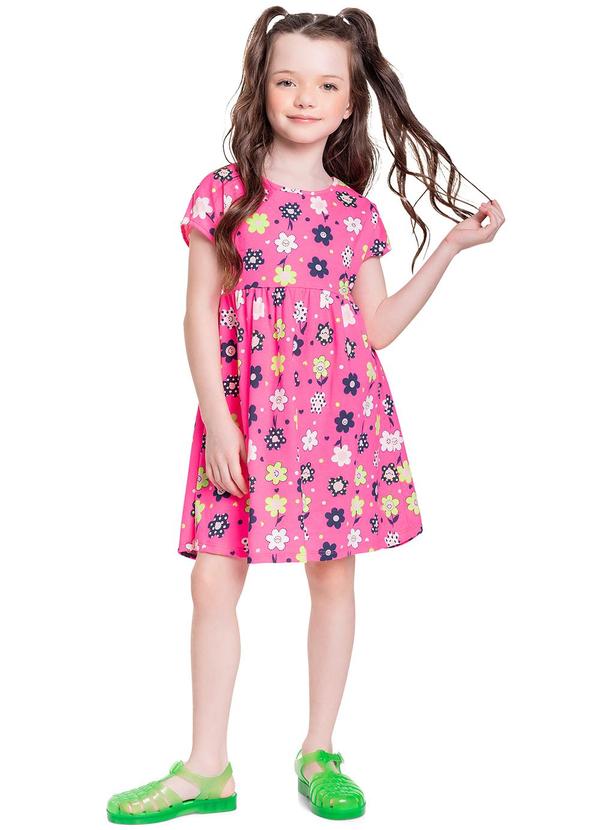 Bee Loop - Vestido Infantil em Meia Malha Rosa