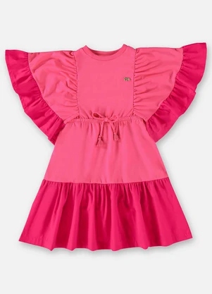 Up Baby - Vestido Infantil em Meia Malha Rosa - UP BABY