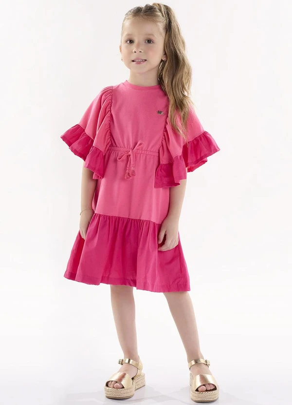 Up Baby - Vestido Infantil em Meia Malha Rosa