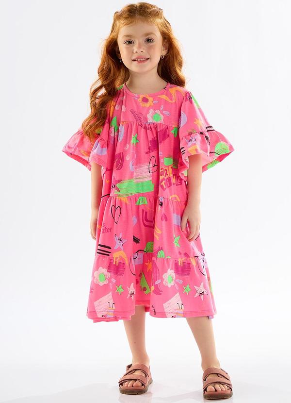Up Baby - Vestido Infantil em Meia Malha Rosa
