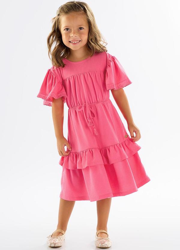 Up Baby - Vestido Infantil em Meia Malha Rosa
