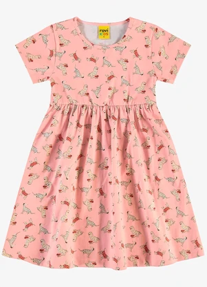 Rovi Kids - Vestido Infantil em Meia Malha Rosa - ROVI KIDS