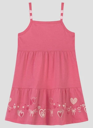 Kely Kety - Vestido Infantil em Meia Malha Rosa - KELY KETY
