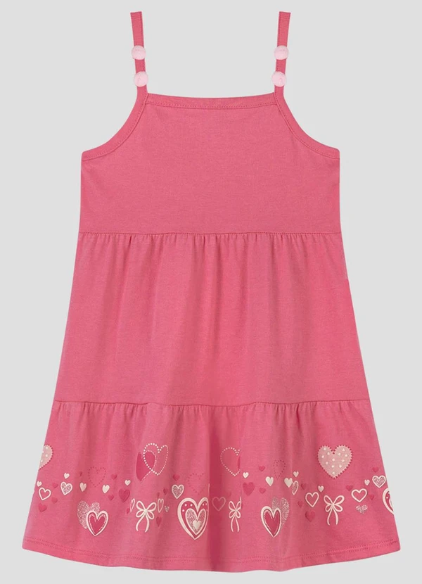 Kely Kety - Vestido Infantil em Meia Malha Rosa