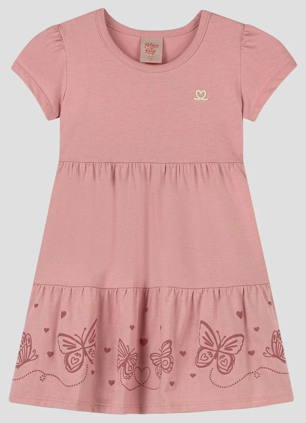 Kely Kety - Vestido Infantil em Meia Malha Rosa