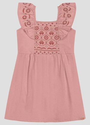 Kely Kety - Vestido Infantil em Meia Malha Rosa - KELY KETY