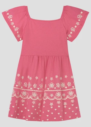 Kely Kety - Vestido Infantil em Meia Malha Rosa - KELY KETY
