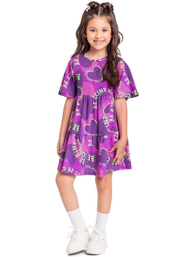 Quimby - Vestido Infantil em Meia Malha Roxo