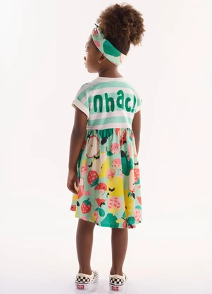 Três e Já - Vestido Infantil em Meia Malha Verde - TRÊS E JÁ