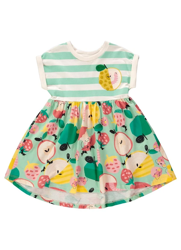 Três e Já - Vestido Infantil em Meia Malha Verde 3