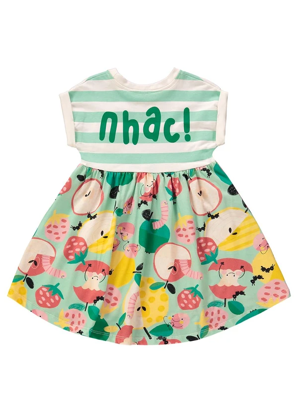 Três e Já - Vestido Infantil em Meia Malha Verde 4