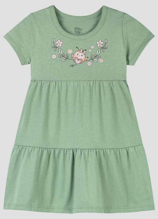 Kely Kety - Vestido Infantil em Meia Malha Verde