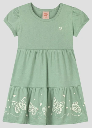 Kely Kety - Vestido Infantil em Meia Malha Verde - KELY KETY