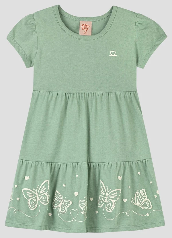 Kely Kety - Vestido Infantil em Meia Malha Verde