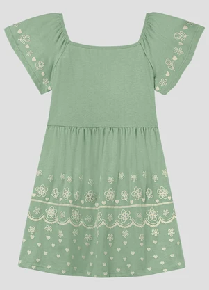 Kely Kety - Vestido Infantil em Meia Malha Verde - KELY KETY