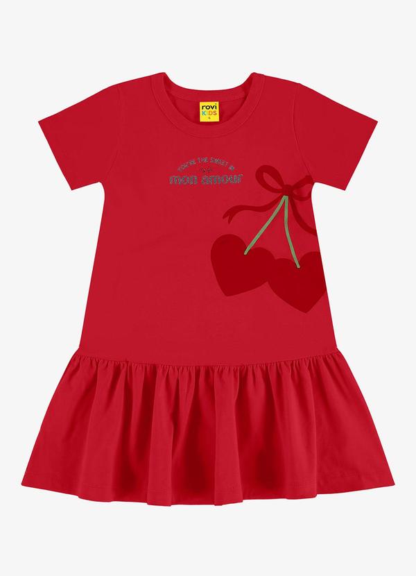 Rovi Kids - Vestido Infantil em Meia Malha Vermelho