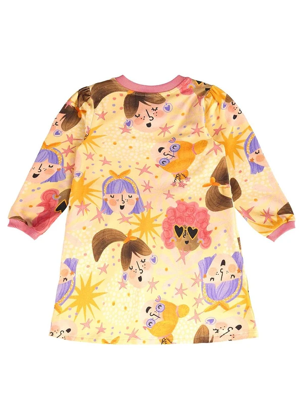 Três e Já - Vestido Infantil em Molecotton Amarelo 3
