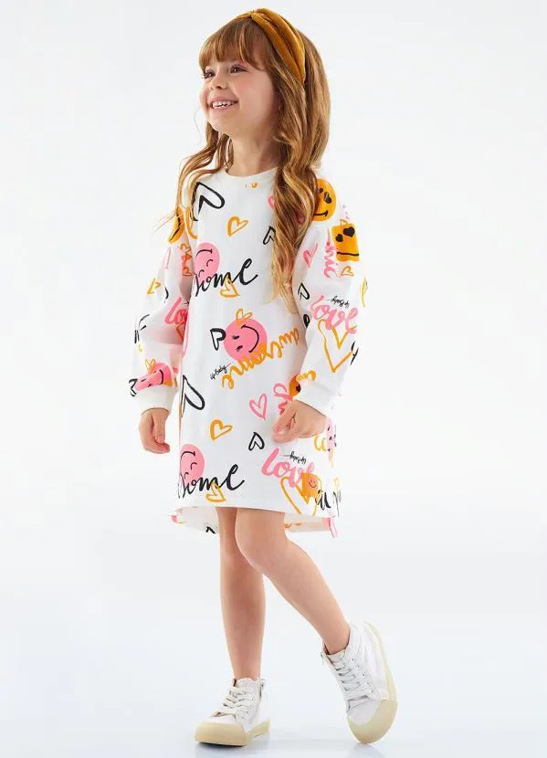 Up Baby - Vestido Infantil em Molecotton Bege