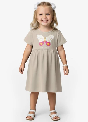 Select - Vestido Infantil em Molecotton Bege - SELECT