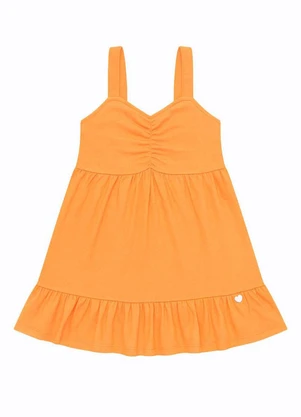 Marlan - Vestido Infantil em Molecotton Jeans Laranja - MARLAN