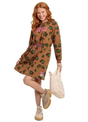 Gloss - Vestido Infantil em Molecotton Marrom - GLOSS