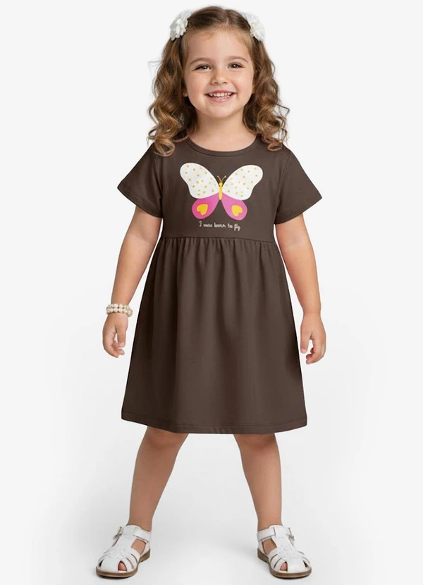 Select - Vestido Infantil em Molecotton Marrom