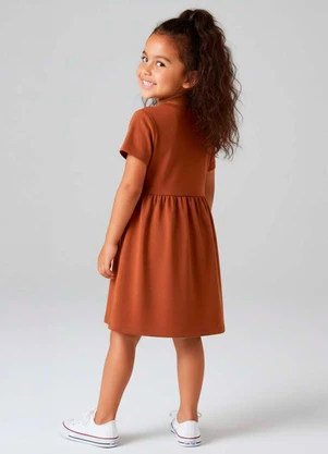 Select - Vestido Infantil em Molecotton Marrom - SELECT