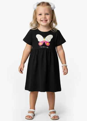 Select - Vestido Infantil em Molecotton Preto - SELECT
