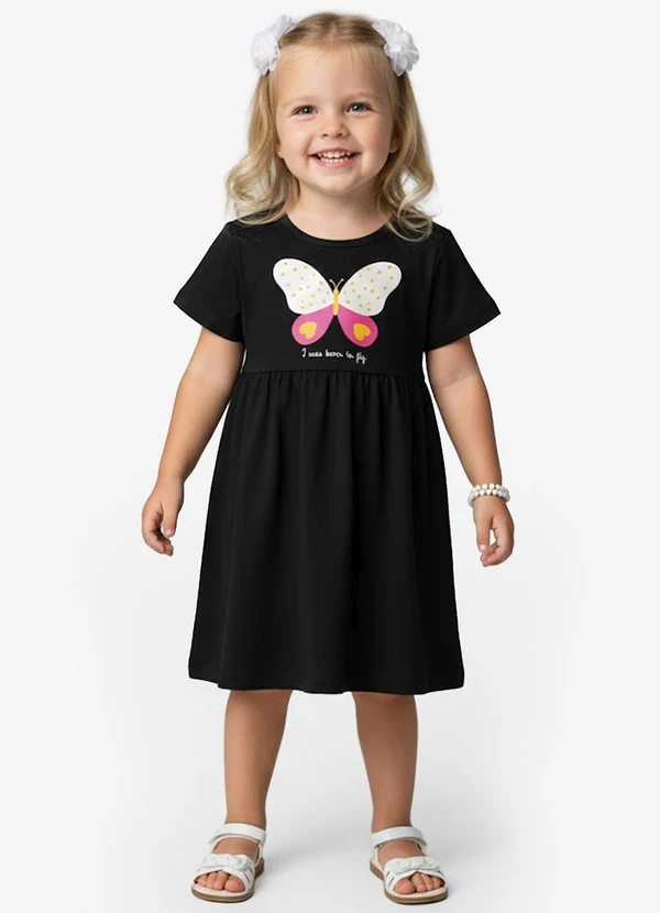 Select - Vestido Infantil em Molecotton Preto