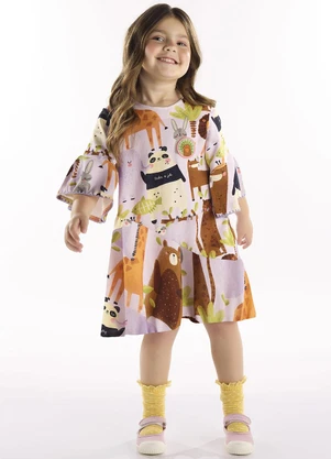 Três e Já - Vestido Infantil em Molecotton Roxo - TRÊS E JÁ