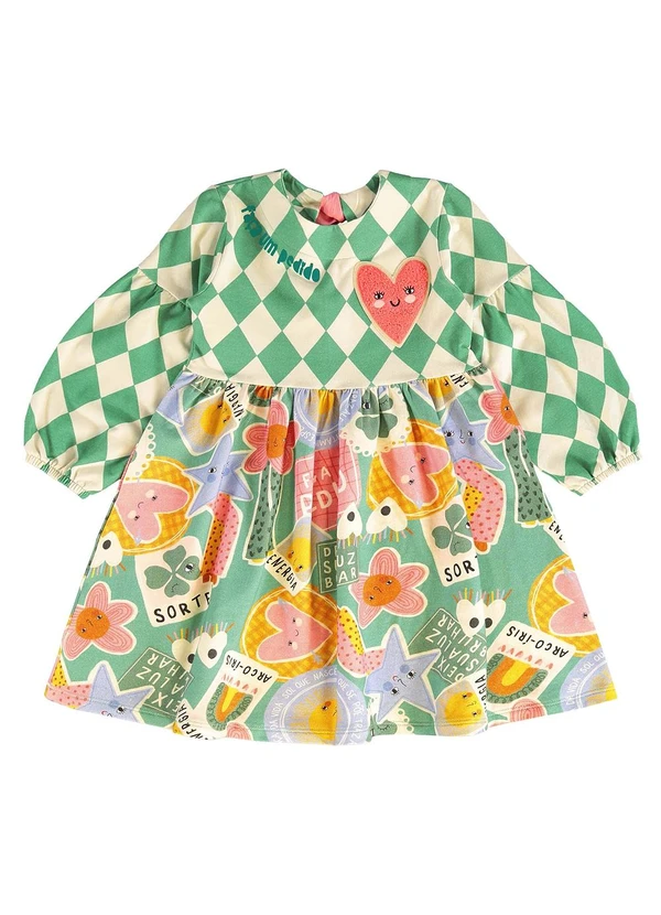 Três e Já - Vestido Infantil em Molecotton Verde 3