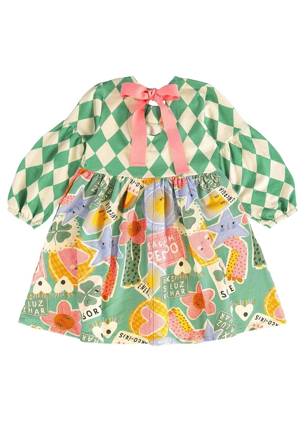Três e Já - Vestido Infantil em Molecotton Verde 4