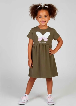 Select - Vestido Infantil em Molecotton Verde - SELECT