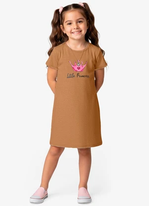 Select - Vestido Infantil em Moletinho Maquenetado Marrom - SELECT