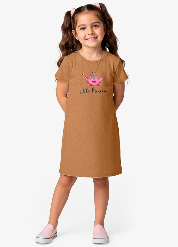 Select - Vestido Infantil em Moletinho Maquenetado Marrom 1