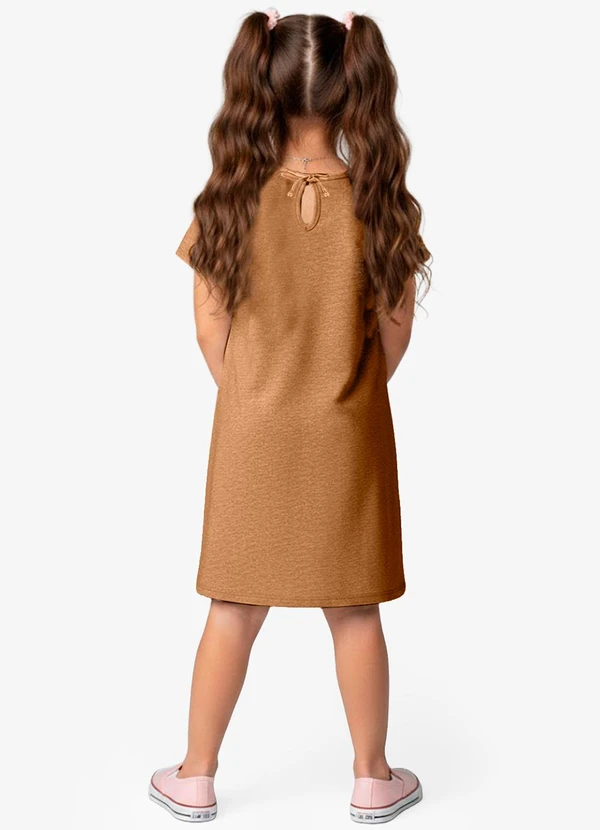 Select - Vestido Infantil em Moletinho Maquenetado Marrom 2